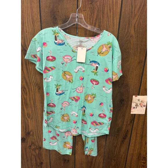 Secret Treasures Ladies Medium Flamingo Print 2-Piece Sleepwear Set 60% Cotton 4 - Picture 1 of 3
